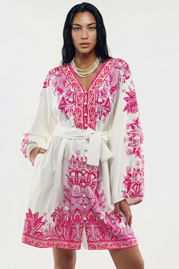 Msn V-Neck Patterned Mini Dress