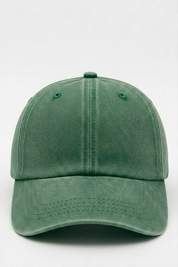 Unisex Dark Green Washed Denim Outdoor Baseball Cap | Adjustable Sports Cap
