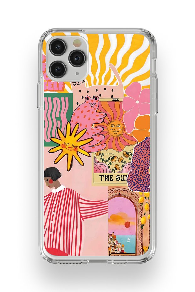 iPhone 11 Pro Compatible Abstract Art Collage Pattern Transparent Phone Case