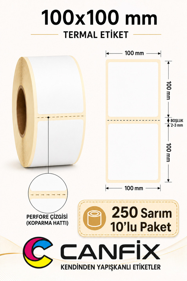 100X100 mm Thermal Shipping Labels 250 Rolls 10-Pack