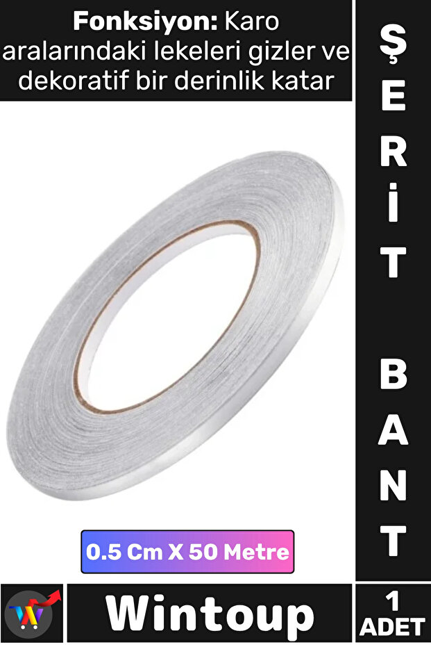 # Self-Adhesive Tape 50 Meters Gray Tile Floor Wall Strip Isolation Tape between Tiles Silver