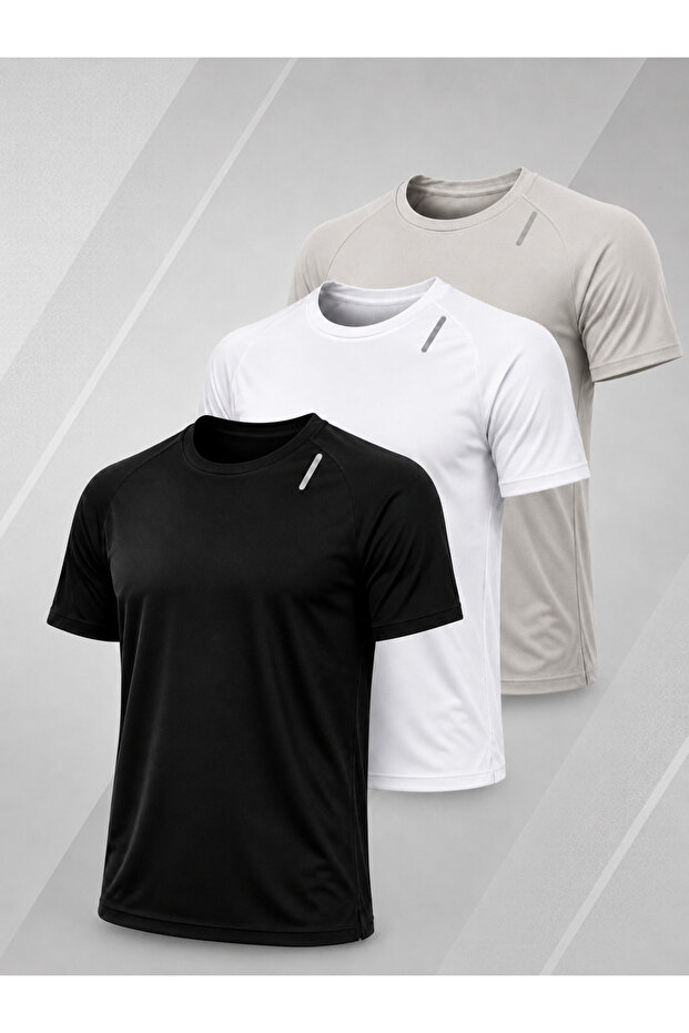 3-Pack Sporty Quick-Drying Breathable Athletic Technical T-Shirt with Reflective Detail