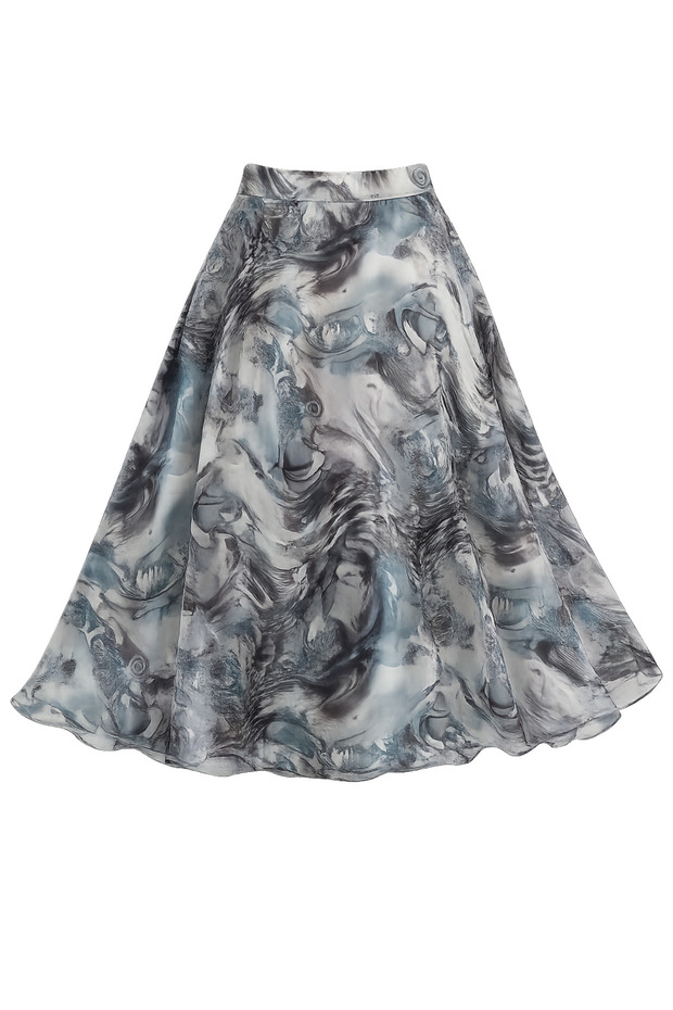 Valerie Chiffon Flared Lined Long Skirt Women's Smoke Color