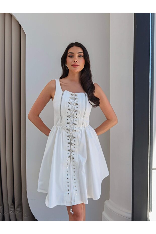 Mini Dress with Zipper Detail Accessories