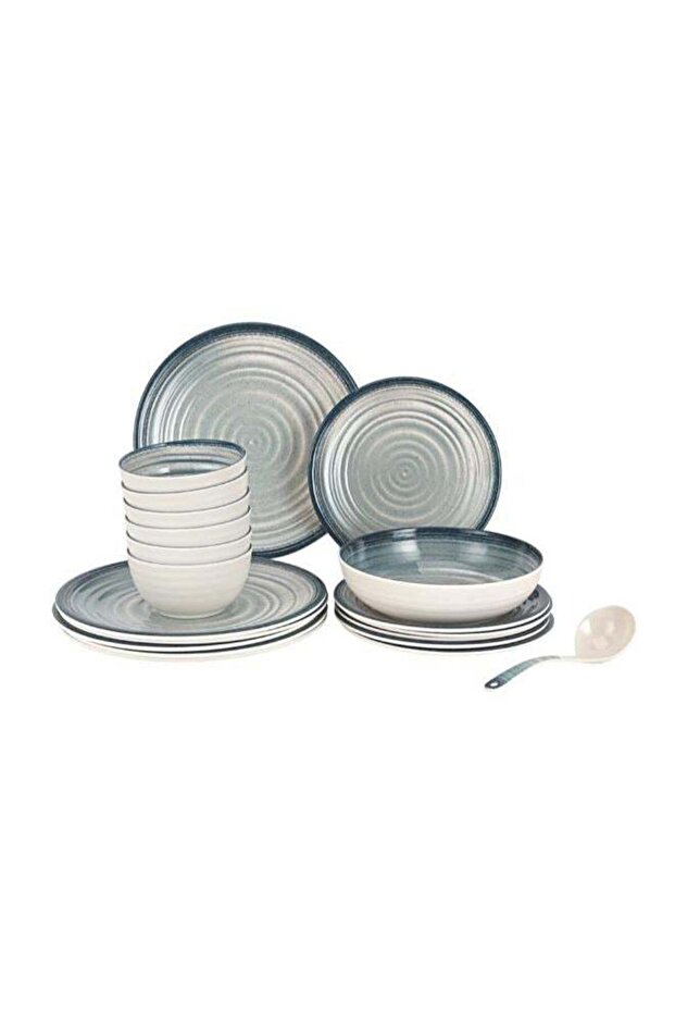 20Pc Melamine Dinner Set break resistant ,freezer safe and Top Rack Dishwasher Safe white and blue