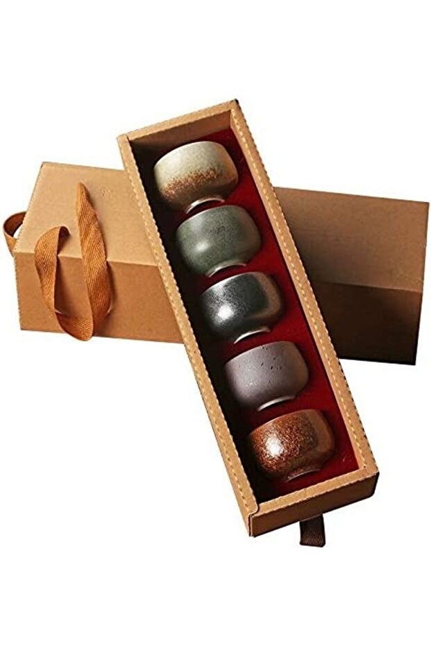Set Of 5 Double Walled Ceramic Espresso Coffee Cup Multicolour 100ml