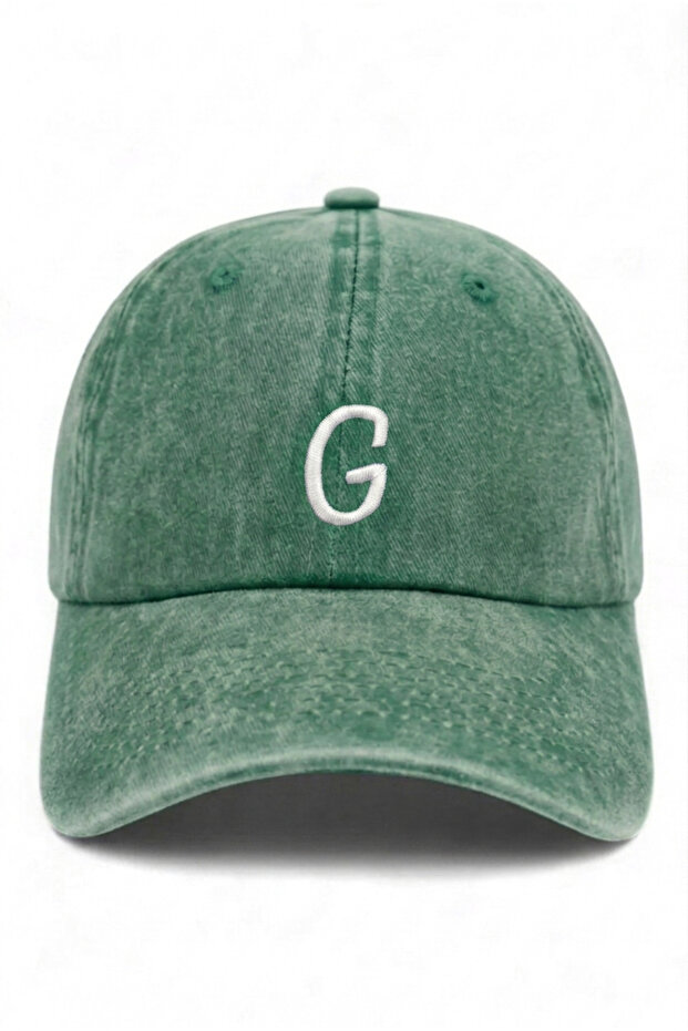 Light Green Embroidered Washable Vintage Unisex Hat with Letter g