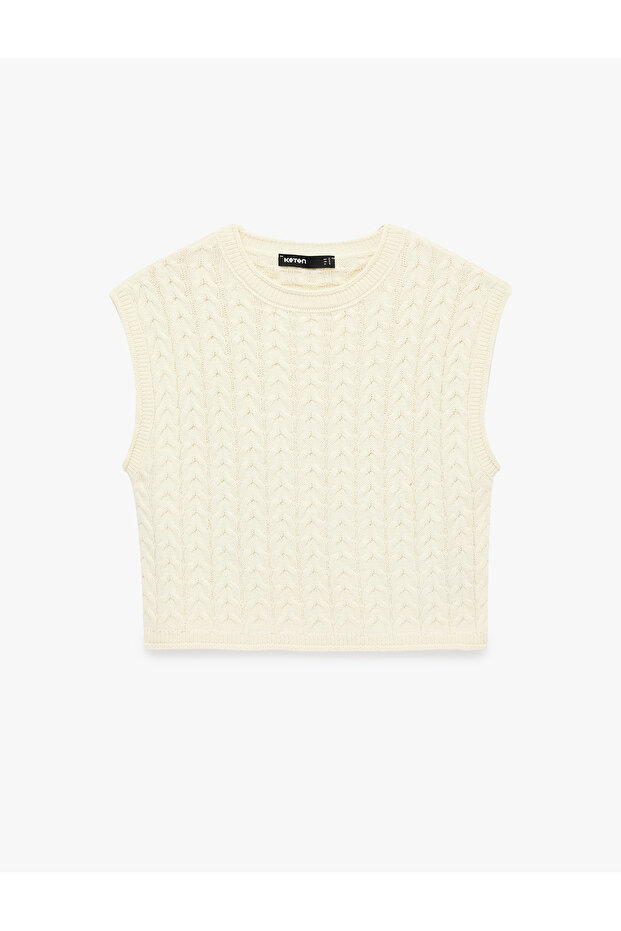 Sleeveless Crew Neck Hair Knit Crop Sweater