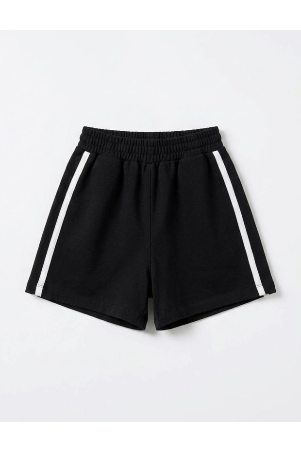 Unisex Children's Sports Combed Cotton Shorts with Side Stripes and Elastic Waist