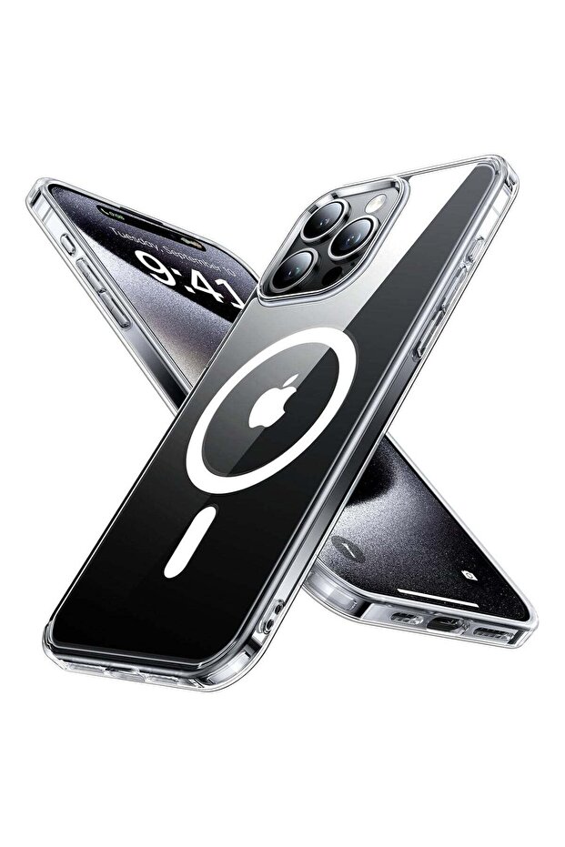 Case Compatible with iPhone 15 Pro Max Magsafe Clear Cover Magnetic Wireless Charging Support