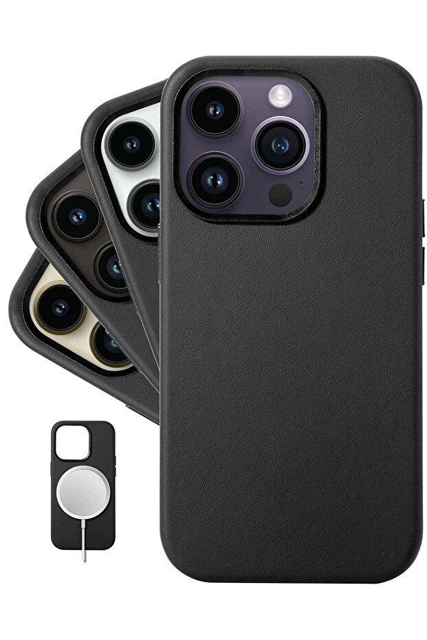 (for iPhone 14 Pro) - European Nappa Leather Case - Smoothen and Soften Over Time - Compatible with Magsafe - Black