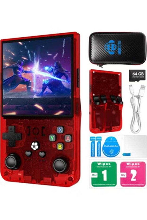 R36MAX 2025 Upgrade Retro Handheld Game Console – R36S, 64GB, 18K+ Games, 4.0" IPS, 4K HD, Linux – Red