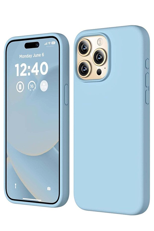 Compatible with iPhone 15 Pro Max Liquid Silicone Full Body Shockproof Protective Case - Baby Blue