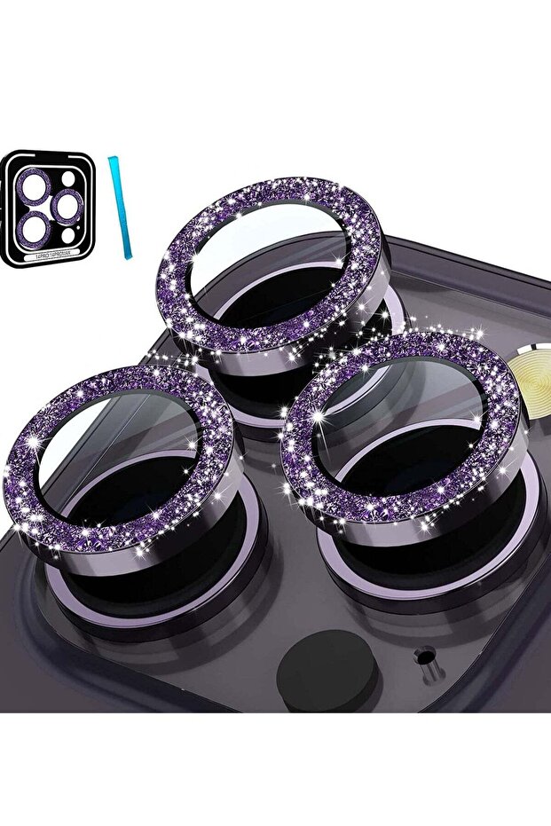 Camera Lens Protector for iPhone 14 Pro/Pro Max, 9H Tempered Glass Metal Ring Cover Film