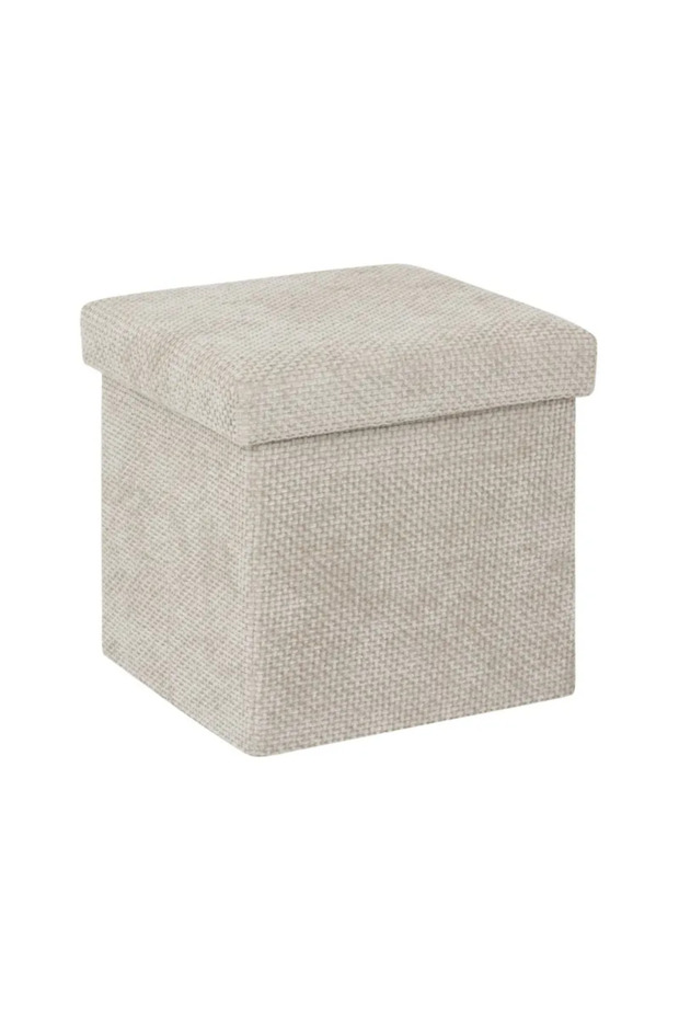 Stool Pouf, cream, square, polyester, 31x31 cm