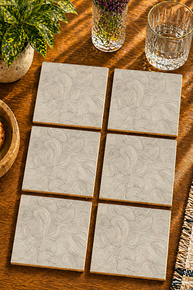 Abstract - Bohemian Modern Set of 6 Coasters - Uv Printing Mdf - 10X10 cm