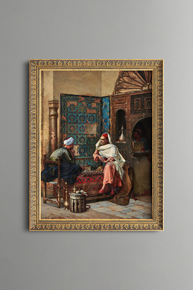 الأشخاص الذين يلعبون الشطرنج - لوحة بنمط عتيق - نموذج أنيق
