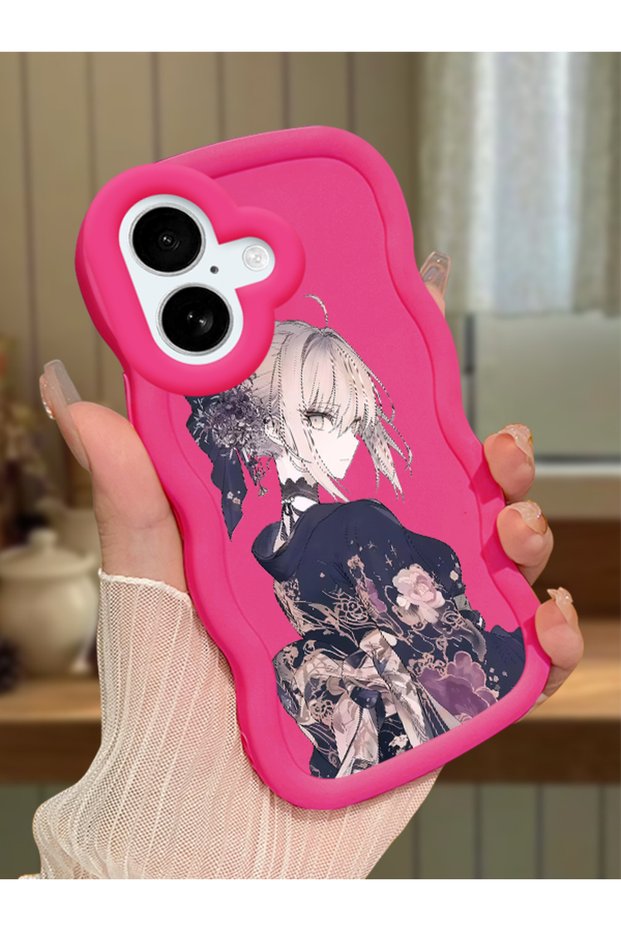 iPhone 17 Compatible Case Camera Protector Red Silicone Couple Phone Case Girl Pattern