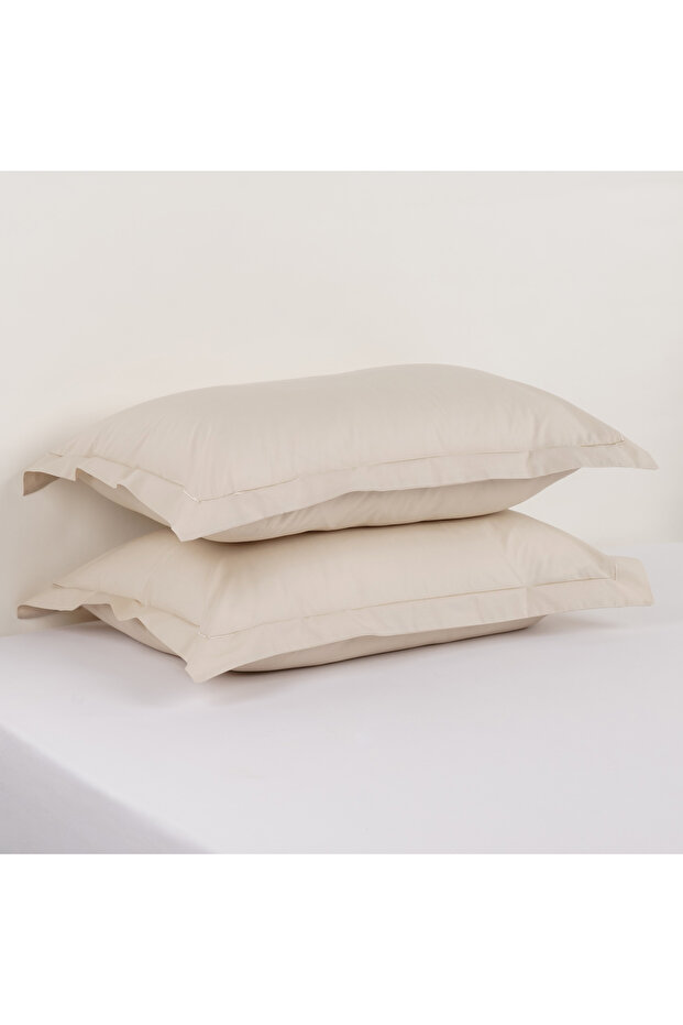 غطاء وسادة من قماش البيركال 200 خيط، قطعتان، مقاس 50×75 سم، لون الشوفان