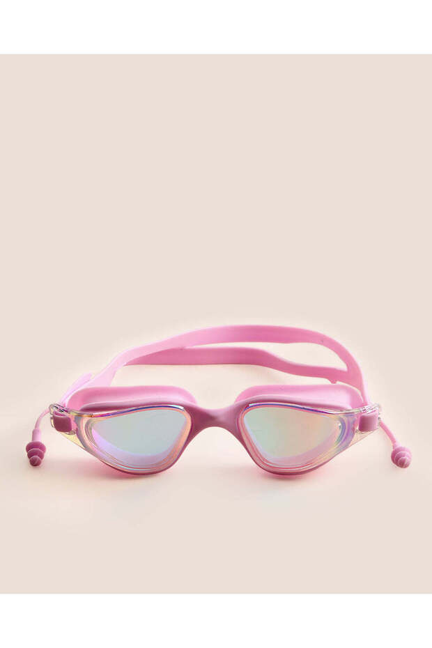 Pink Swimming Glasses With Anti-Fog Lenses And Earplugs