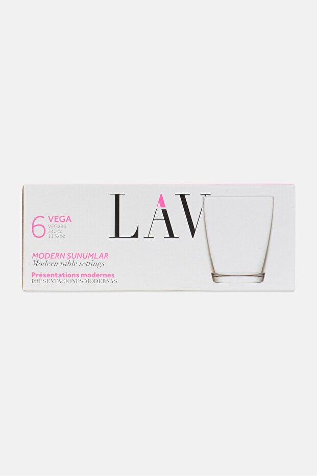 6 Pieces Vega Highbal Glasses 340ml, Transparent