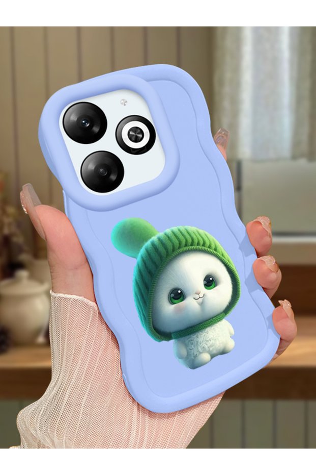 Infinix Smart 8 Pro Compatible Case Camera Protector Blue Silicone Couple Phone Case Cute Pattern