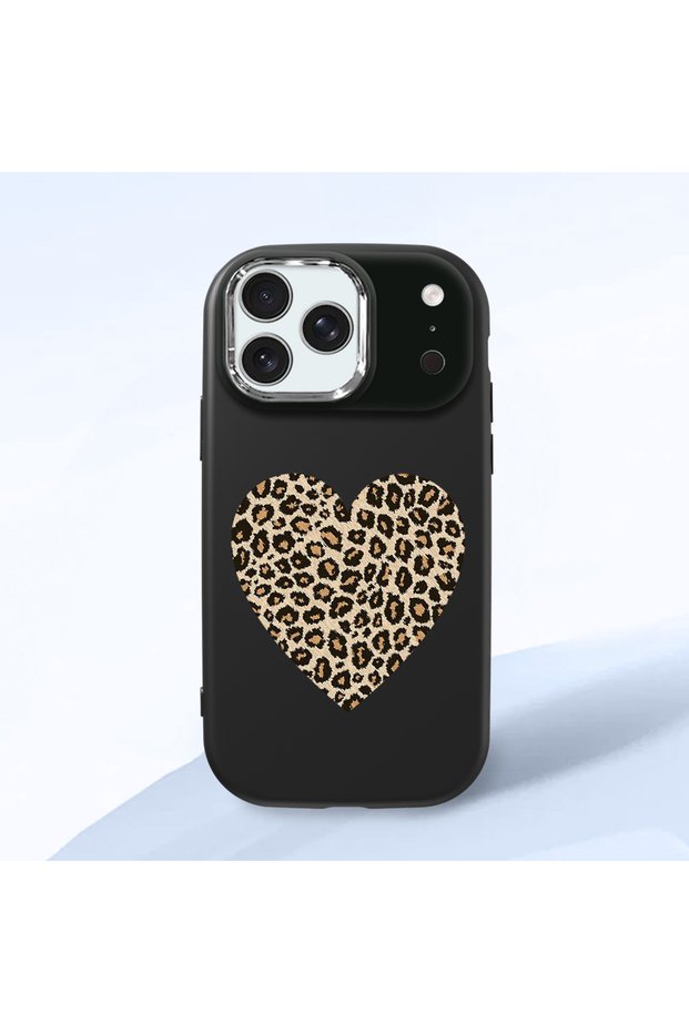 iPhone 17/18 Pro Max Compatible Case with Camera Protector Black Silicone Couple Phone Case with Heart Pattern