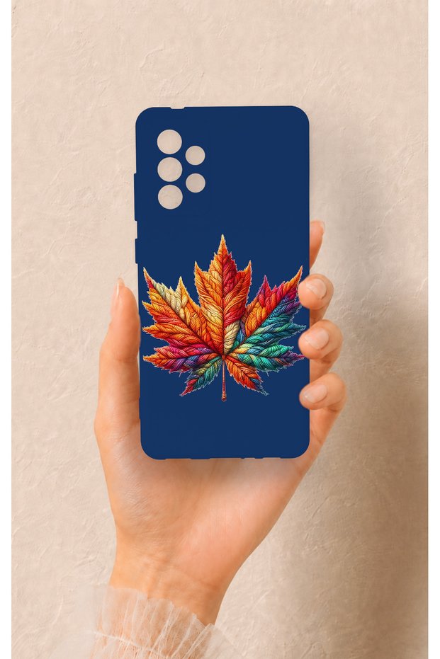 Samsung-A72 Compatible Colorful Leaf Patterned Silicone Case