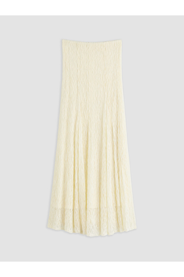 Nevavm Ruffled Flared Skirt with Elastic Waist and Difference in Color
