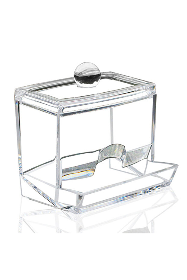 Transparent version 1Pc Transparent Cotton Swab Storage Box With Lid, Bathroom Household Storage Org