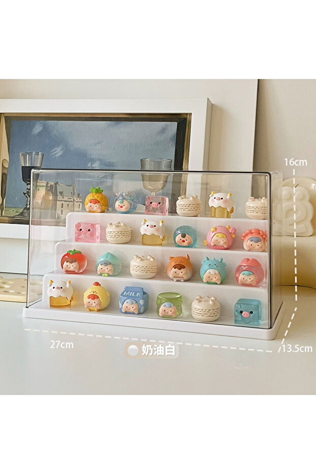 White Clear Acrylic Display Case Dustproof Storage Organizer Box for Collectibles Figures Miniatures