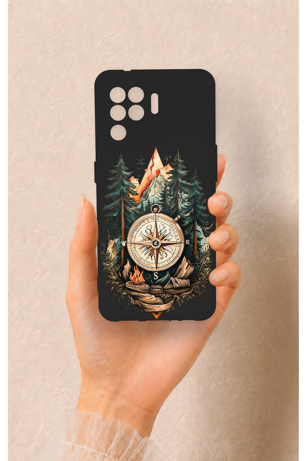 Oppo Reno 5 Lite Compatible Compass Forest Pattern Silicone Case