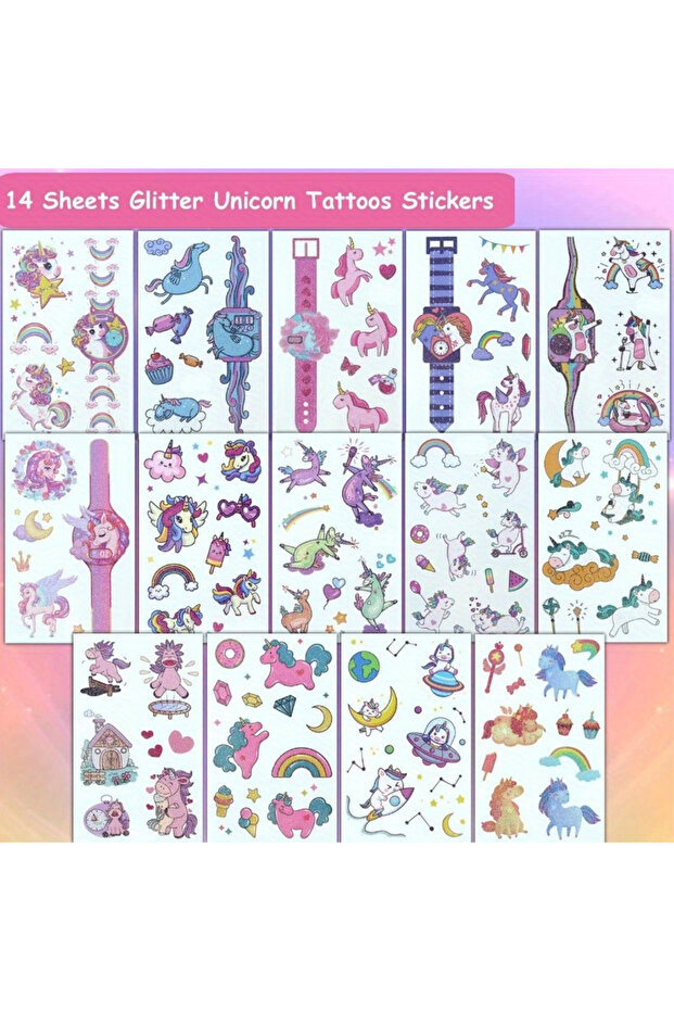 A0477-14pcs Wholesale 14 Sheets Glittering Stickers Decoration, Tattoo for Temporary Personalized T