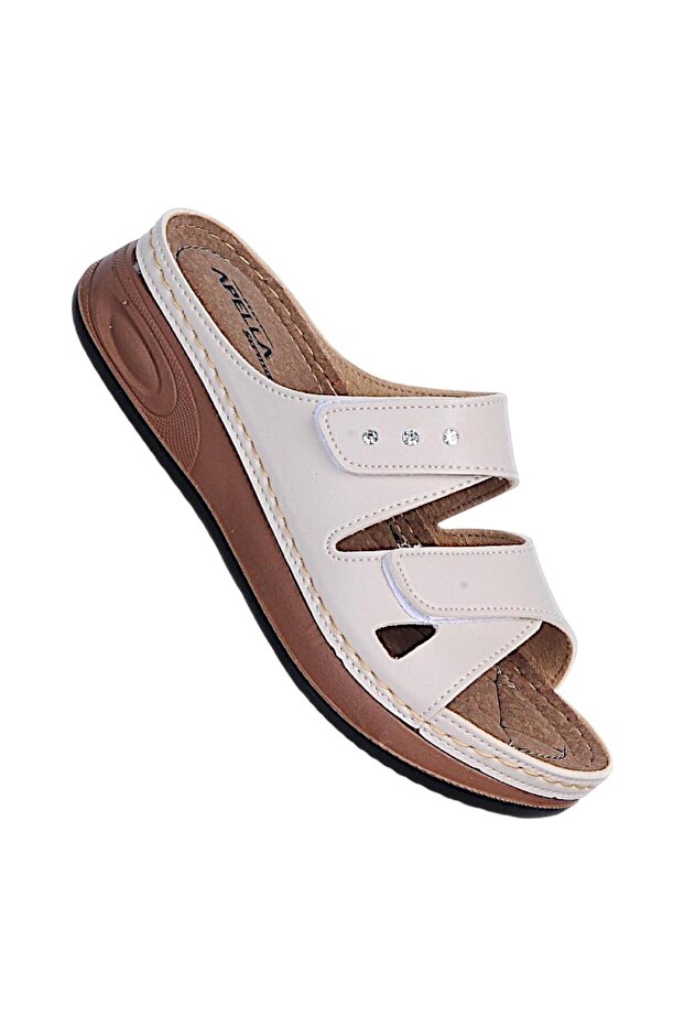 463-9 Sırma Beige Women's Flat Slippers