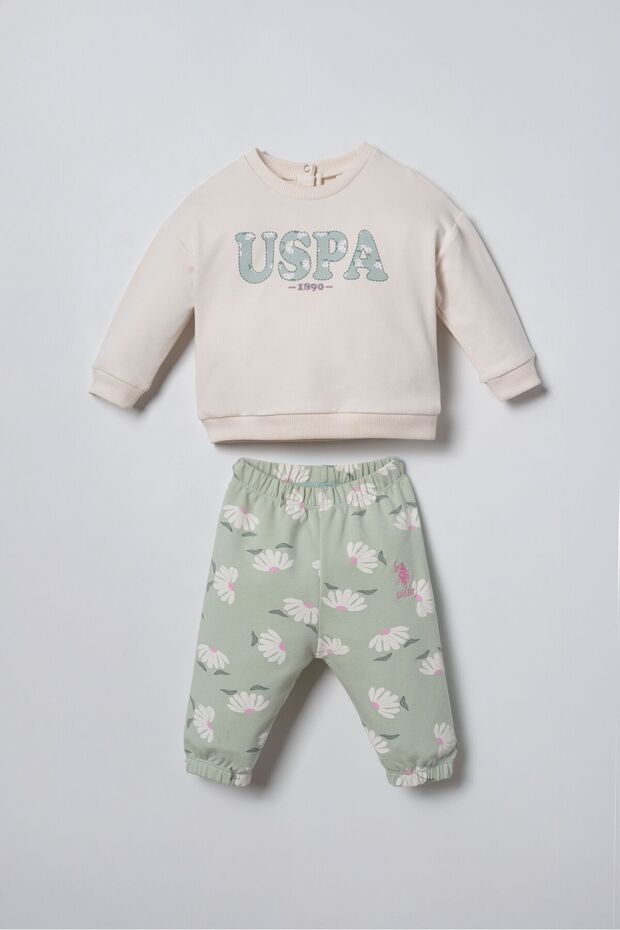 Embroidered Baby Girl White Long Sleeve Pajama Set Usb3257-C-V1