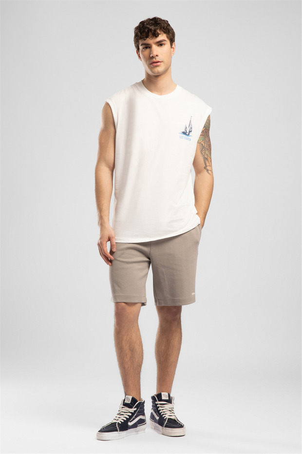 Carl Men's Regular Fit 100% Cotton Printed Crew Neck Undershirt White