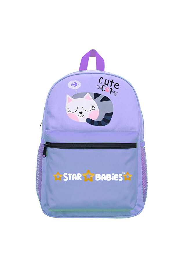 - Kids Backpack - Cat - Purple - 16-Inch/41cm