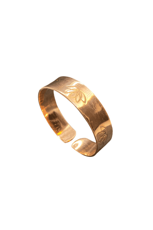 💎 Premium Series Lotus Flower Patterned Adjustable Pure Copper Cuff Design Bracelet (22 cm Length)