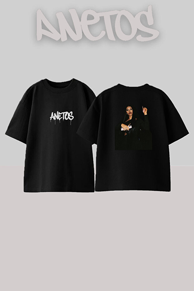 Cardi B_8 Design Printed Unisex Oversize Black Tshirt