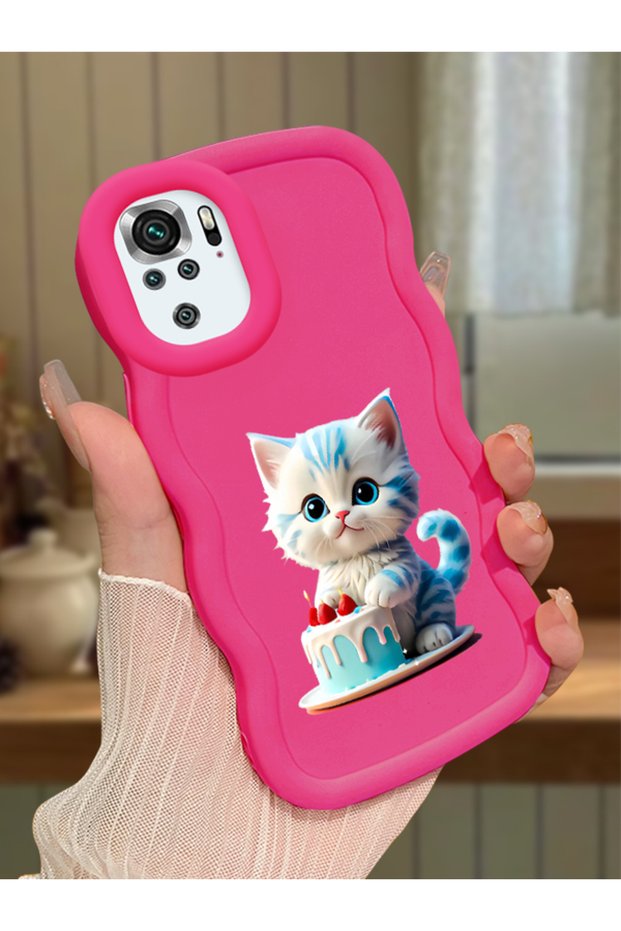 Redmi Note 10 4g Compatible Case Camera Protector Red Silicone Couple Phone Case Cat Pattern