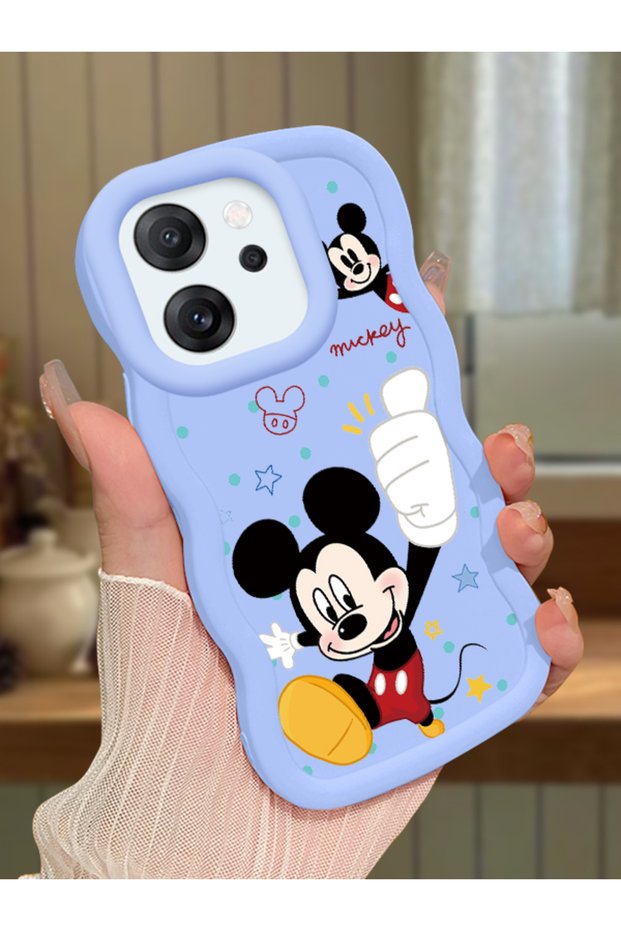 Oppo Reno 14F Compatible Case Camera Protector Blue Silicone Couple Phone Case Cute Pattern