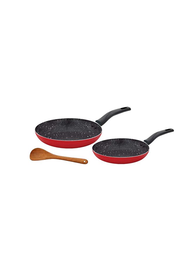 Marble Fry Pan Set with Turner, 22 cm + 26 cm