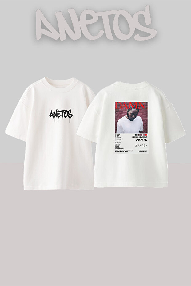 Kendrick Lamar Damn_1 Design Printed Unisex Oversize Fit White Tshirt