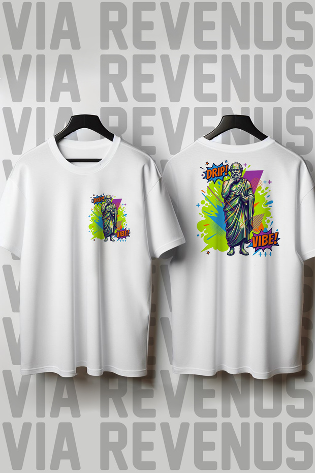Socrates Front and Back Printed Wide Fit 100% Cotton Tshirt