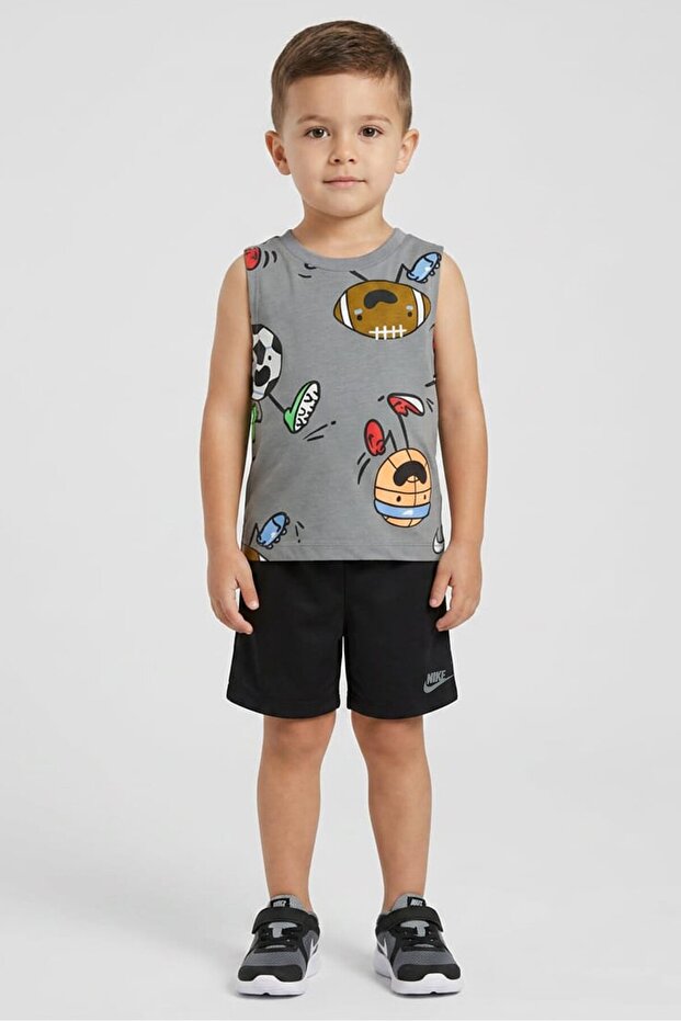 Toddlers Boy 2 Pcs Graphic Print T-Shirt And Shorts Set, Multicolor