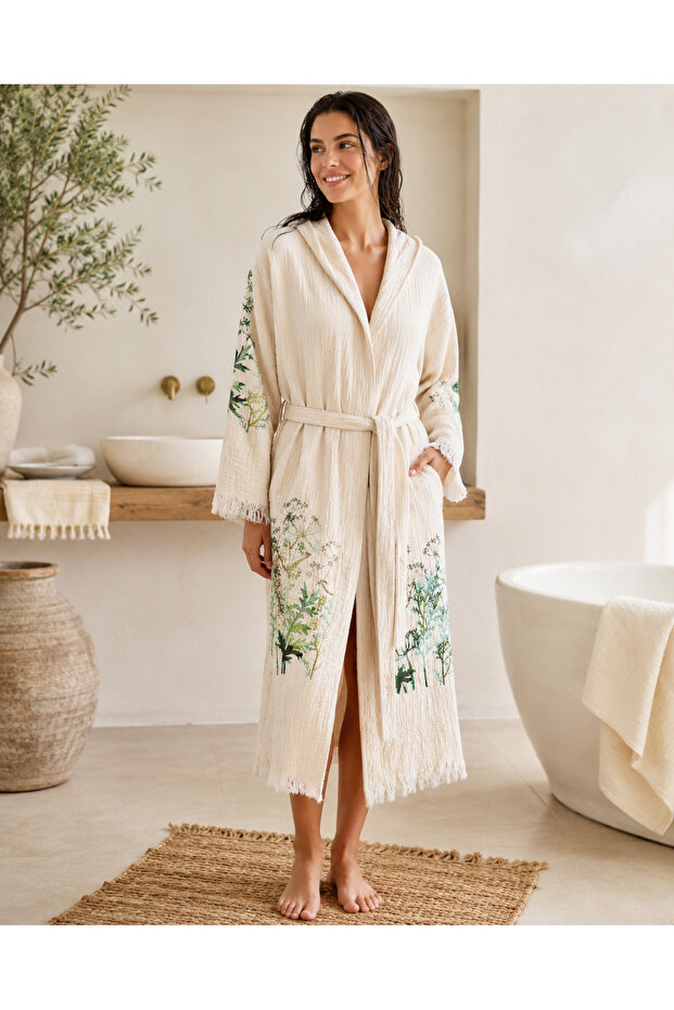 100% Cotton Premium Muslin Bathrobe - Standard Size Beach Robe
