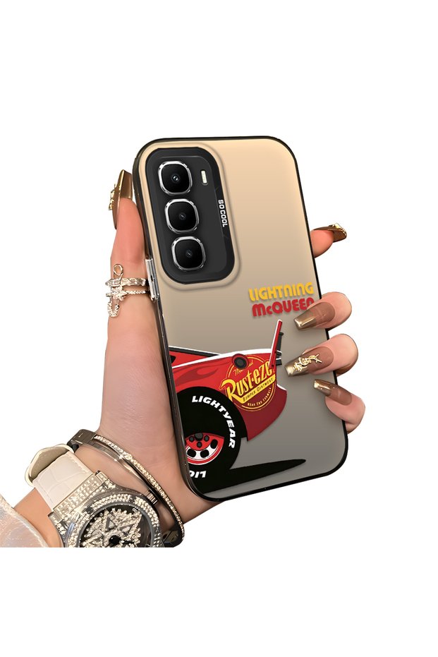 Infinix Hot 60 Pro Compatible Hard Acrylic Back Silicone Edge Lens Protection Case
