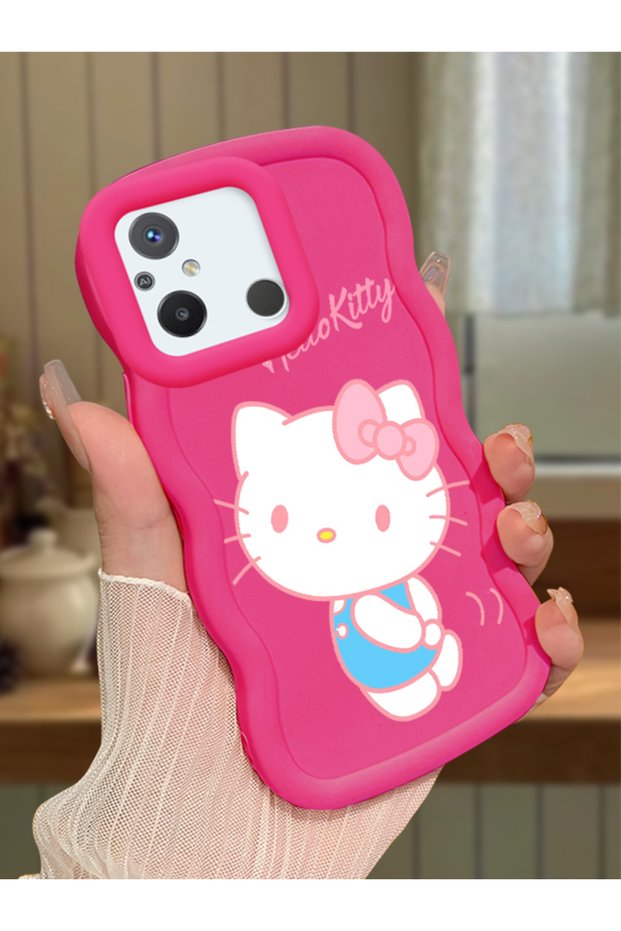 Poco C55 Compatible Case Camera Protector Red Silicone Couple Phone Case Kitty Pattern