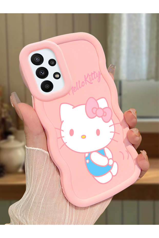 Samsung Galaxy A23 Compatible Case Camera Protector Pink Silicone Couple Phone Case Kitty Pattern