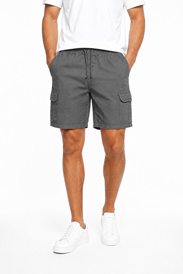 Men's Cargo Pocket 100% Cotton Linen Look Shorts Bgl-St05596